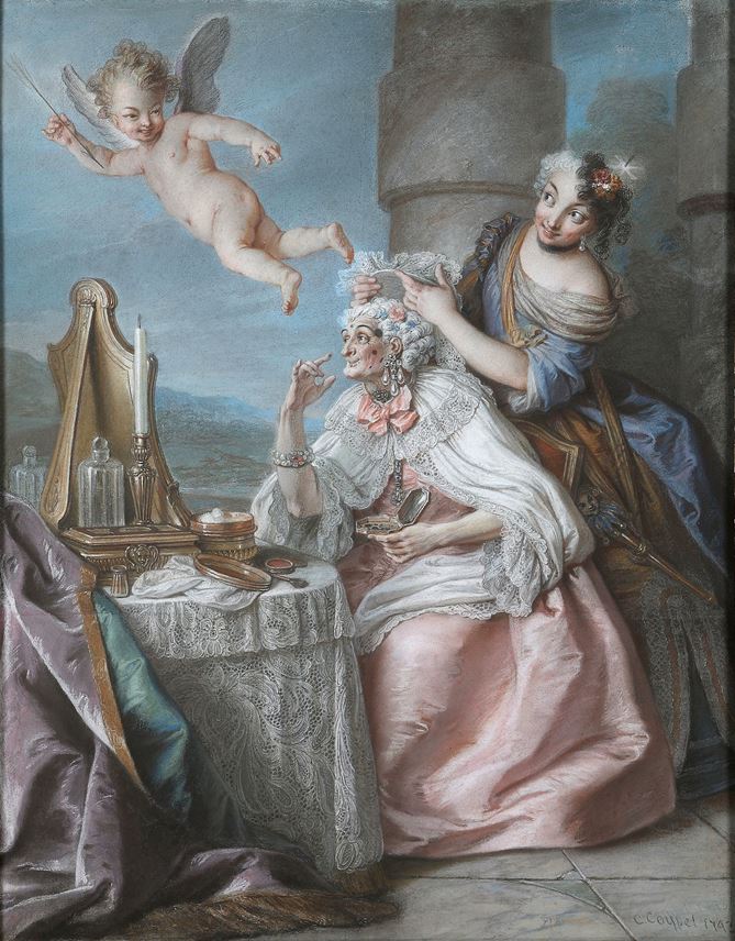 Charles-Antoine Coypel - Folly Embellishing Old Age with the Adornments of Youth     | MasterArt